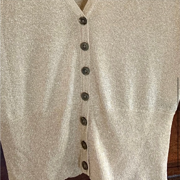 THE LIMITED GOLD METALLIC V-NECK CARDIGAN - Picture 3 of 9